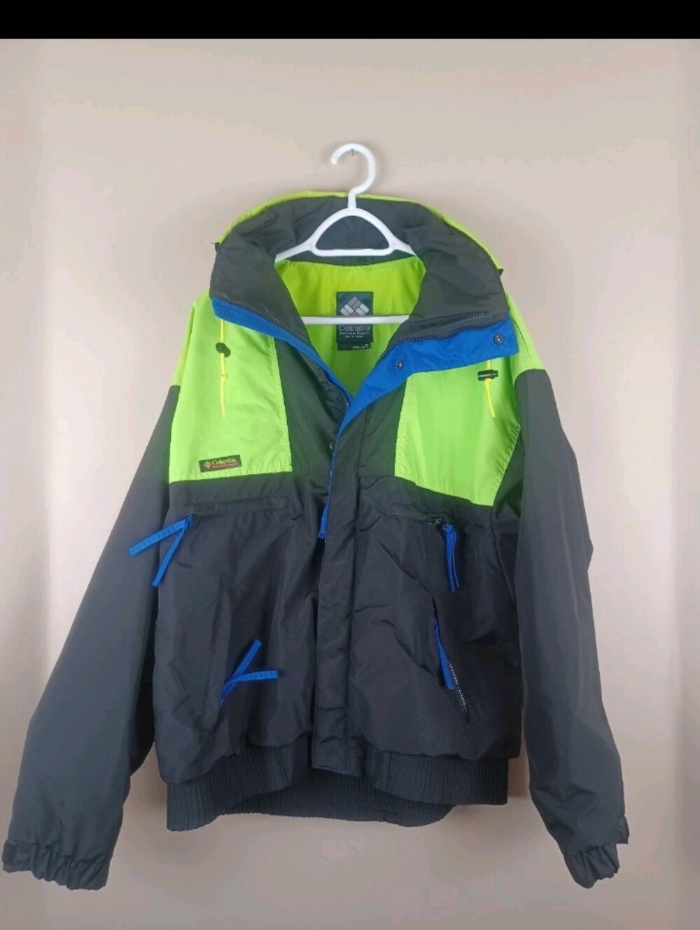 Rare Vintage 90s Columbia Vamoose Colorblock Ski Jacket Neon Mens Large Radial